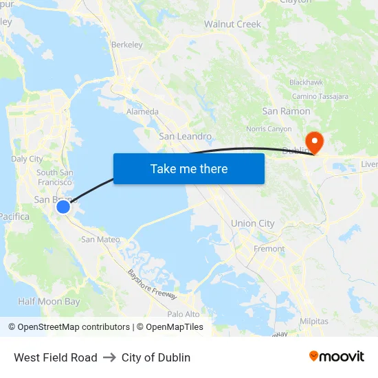 West Field Road to City of Dublin map