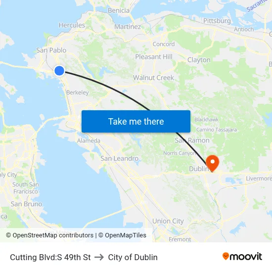 Cutting Blvd:S 49th St to City of Dublin map