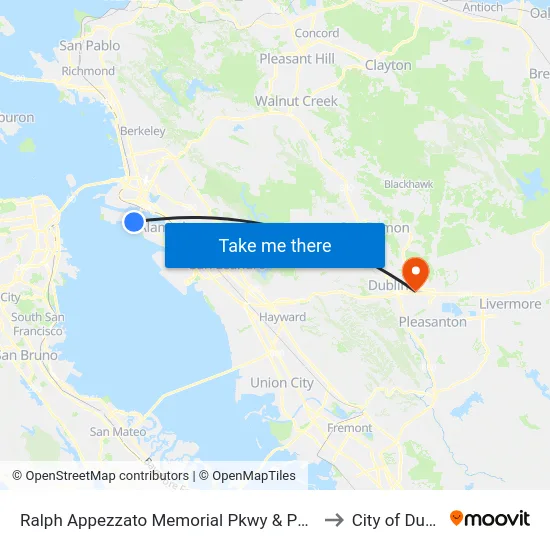 Ralph Appezzato Memorial Pkwy & Poggi St to City of Dublin map