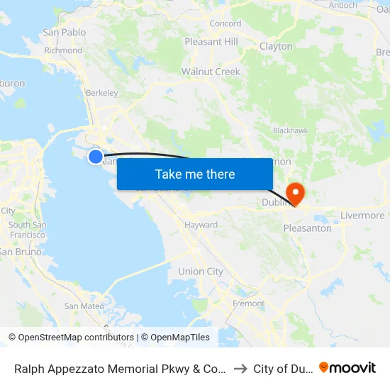 Ralph Appezzato Memorial Pkwy & Coral Sea St to City of Dublin map
