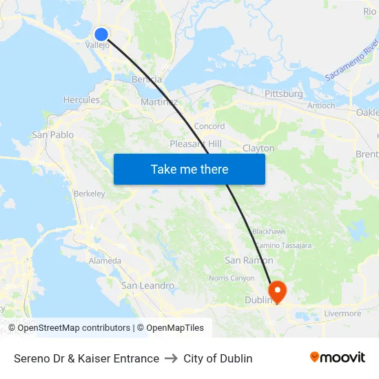 Sereno Dr & Kaiser Entrance to City of Dublin map