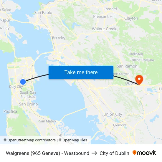 Walgreens (965 Geneva) - Westbound to City of Dublin map