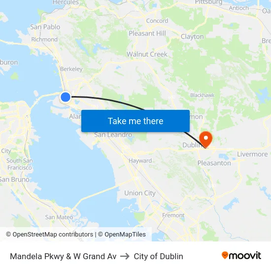 Mandela Pkwy & W Grand Av to City of Dublin map