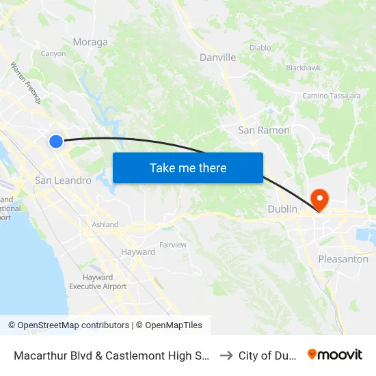 Macarthur Blvd & Castlemont High School to City of Dublin map