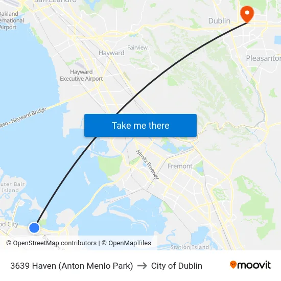 3639 Haven (Anton Menlo Park) to City of Dublin map