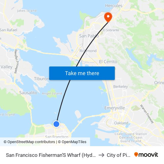San Francisco Fisherman’S Wharf (Hyde/Beach) to City of Pinole map