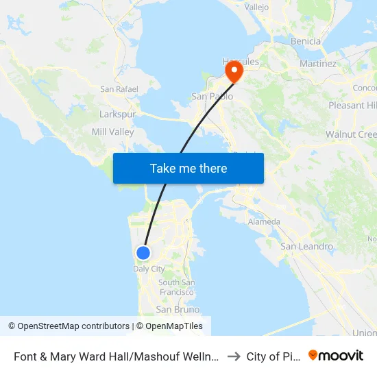 Font & Mary Ward Hall/Mashouf Wellness Center to City of Pinole map