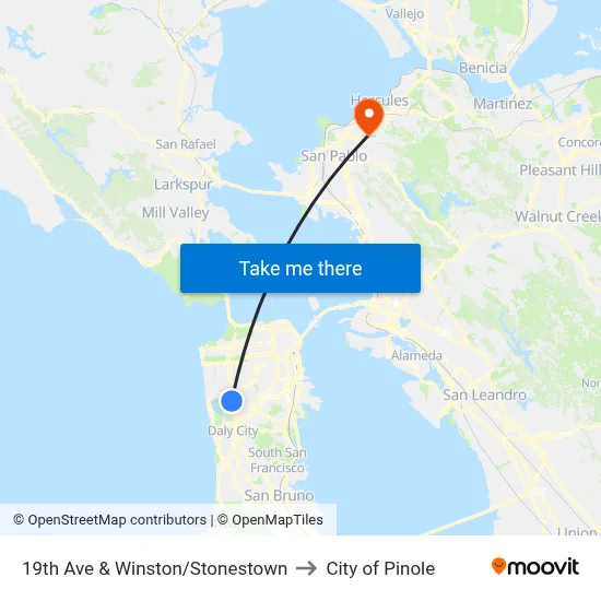 19th Ave & Winston/Stonestown to City of Pinole map