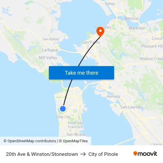 20th Ave & Winston/Stonestown to City of Pinole map