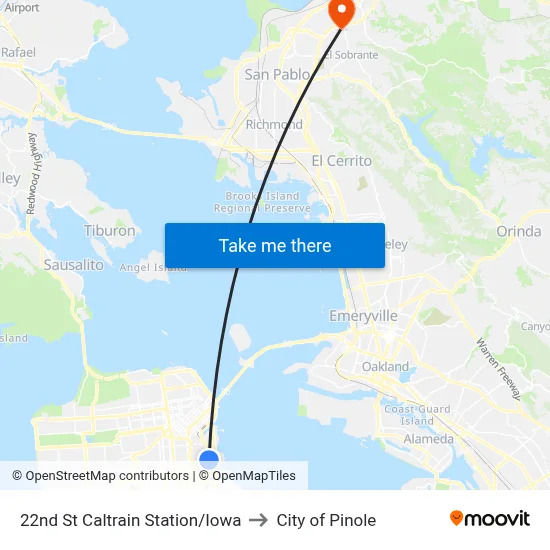 22nd St Caltrain Station/Iowa to City of Pinole map