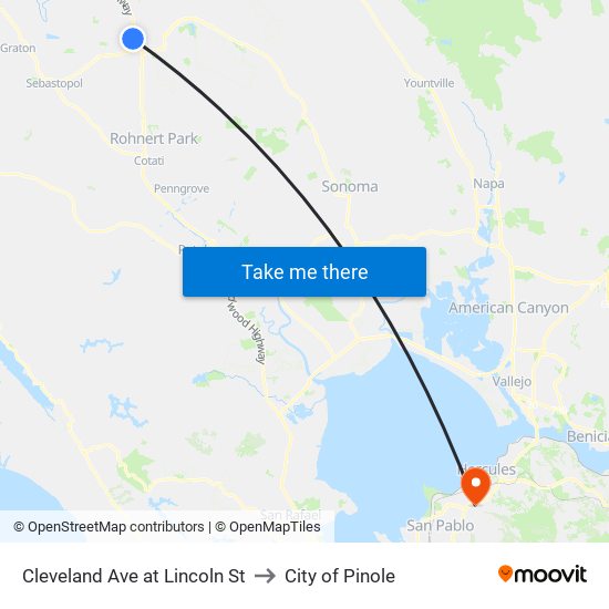 Cleveland Ave at Lincoln St to City of Pinole map