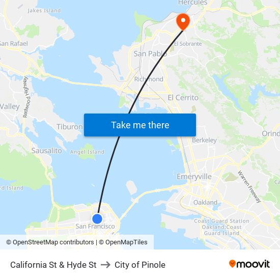 California St & Hyde St to City of Pinole map