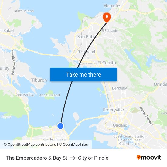 The Embarcadero & Bay St to City of Pinole map