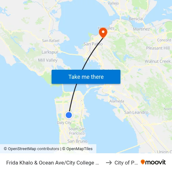 Frida Khalo & Ocean Ave/City College Welcome Center to City of Pinole map