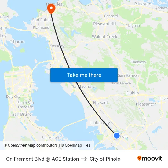 On Fremont Blvd @ ACE Station to City of Pinole map
