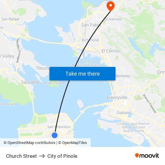 Church Street to City of Pinole map