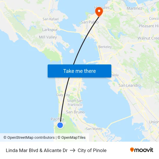 Linda Mar Blvd & Alicante Dr to City of Pinole map