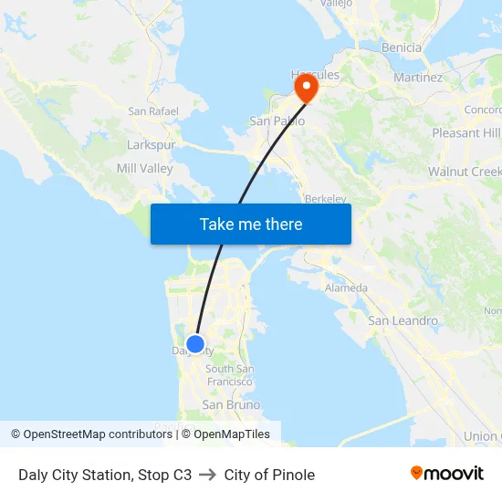 Daly City Station, Stop C3 to City of Pinole map