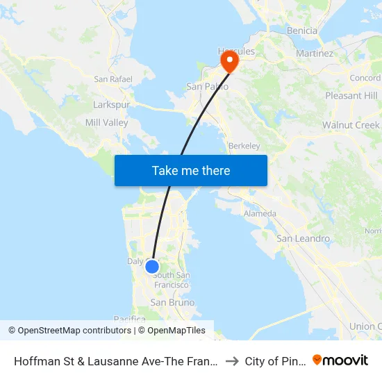 Hoffman St & Lausanne Ave-The Franciscan to City of Pinole map