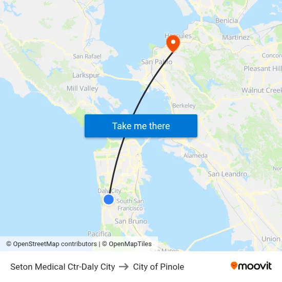 Seton Medical Ctr-Daly City to City of Pinole map