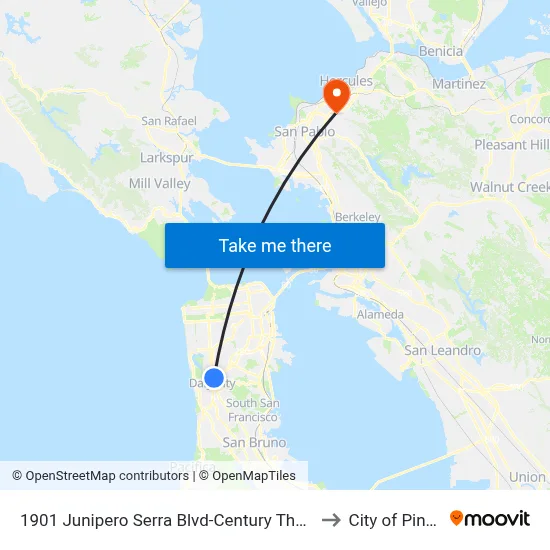 1901 Junipero Serra Blvd-Century Theater to City of Pinole map