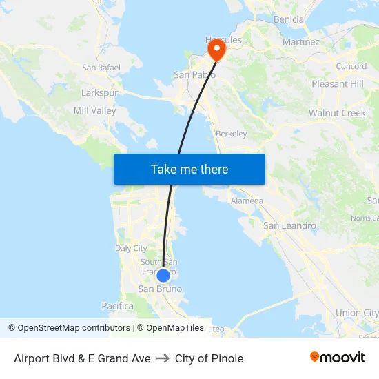 Airport Blvd & E Grand Ave to City of Pinole map