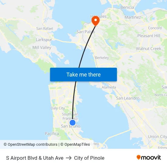 S Airport Blvd & Utah Ave to City of Pinole map