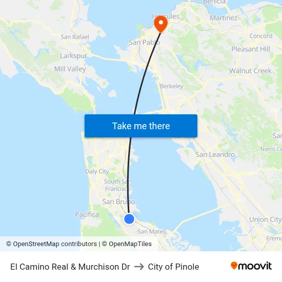 El Camino Real & Murchison Dr to City of Pinole map
