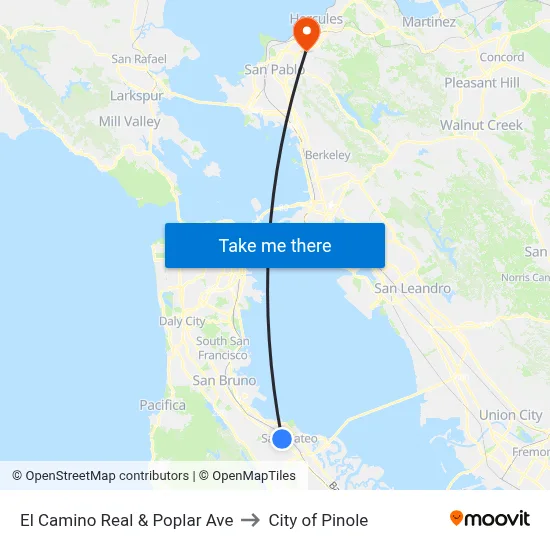 El Camino Real & Poplar Ave to City of Pinole map