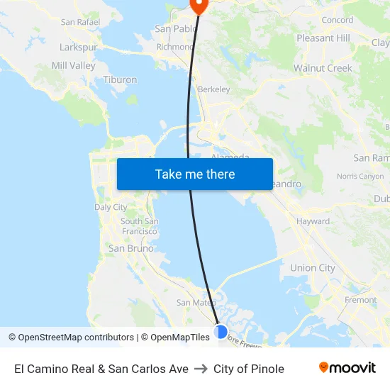 El Camino Real & San Carlos Ave to City of Pinole map