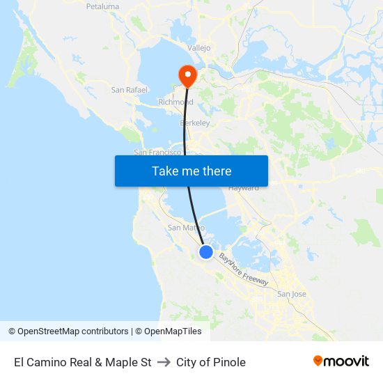 El Camino Real & Maple St to City of Pinole map