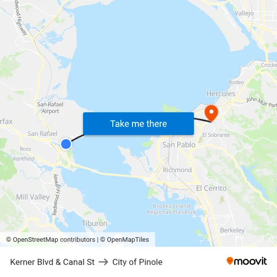 Kerner Blvd & Canal St to City of Pinole map