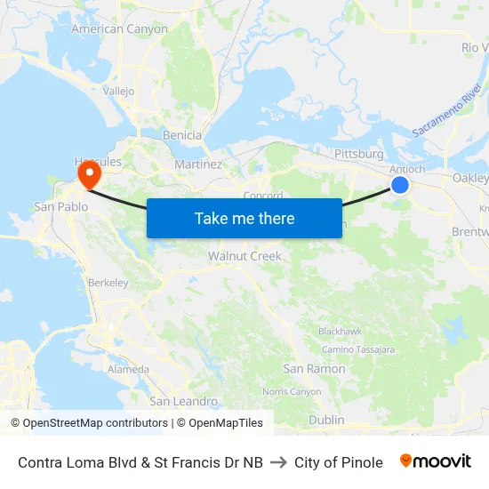 Contra Loma Blvd & St Francis Dr NB to City of Pinole map