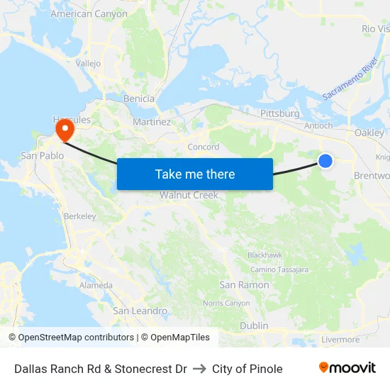 Dallas Ranch Rd & Stonecrest Dr to City of Pinole map
