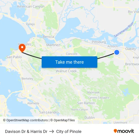 Davison Dr & Harris Dr to City of Pinole map