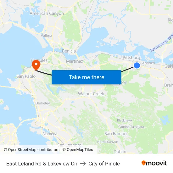 East Leland Rd & Lakeview Cir to City of Pinole map