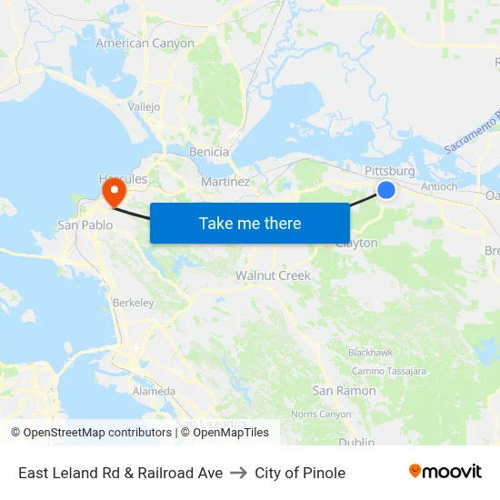 East Leland Rd & Railroad Ave to City of Pinole map
