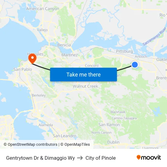 Gentrytown Dr & Dimaggio Wy to City of Pinole map