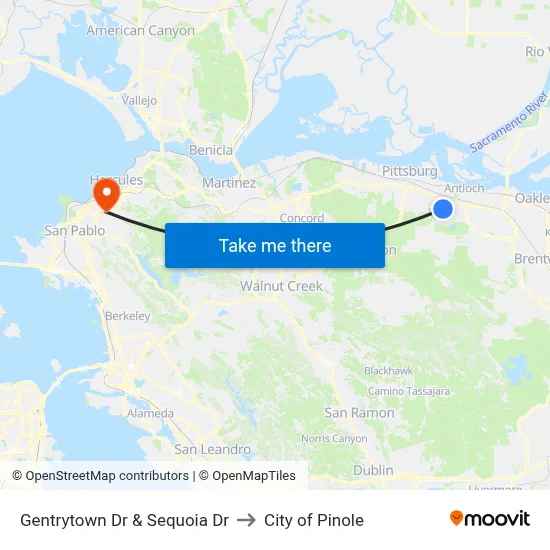 Gentrytown Dr & Sequoia Dr to City of Pinole map