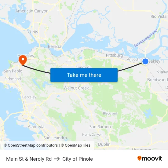 Main St & Neroly Rd to City of Pinole map
