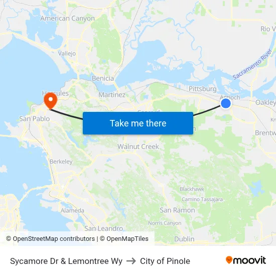 Sycamore Dr & Lemontree Wy to City of Pinole map