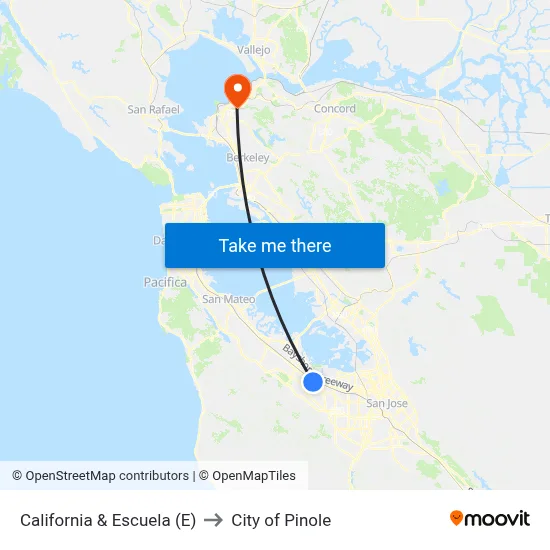 California & Escuela (E) to City of Pinole map