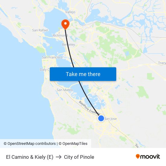 El Camino & Kiely (E) to City of Pinole map