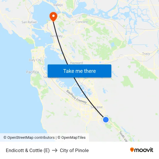 Endicott & Cottle (E) to City of Pinole map