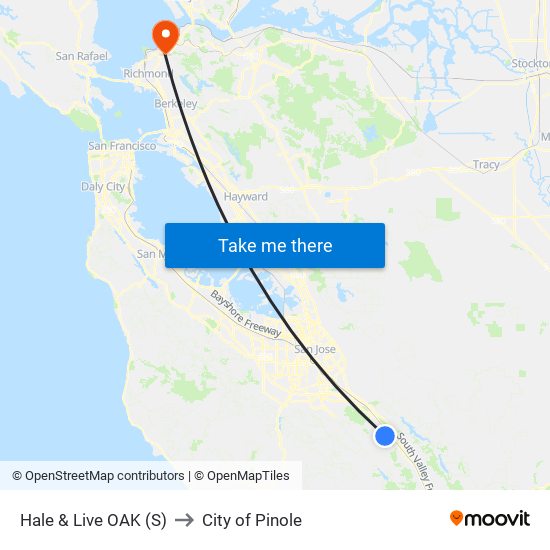 Hale & Live OAK (S) to City of Pinole map