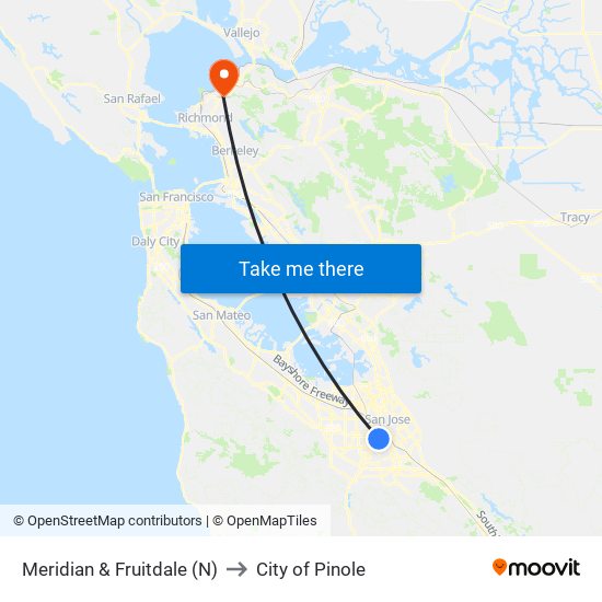 Meridian & Fruitdale (N) to City of Pinole map