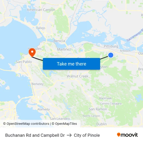 Buchanan Rd and Campbell Dr to City of Pinole map