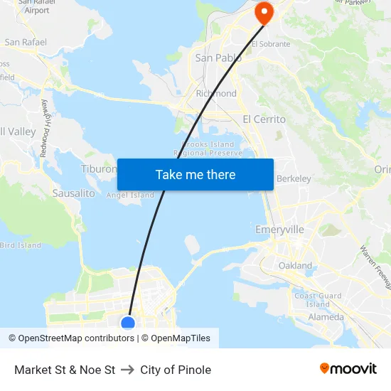 Market St & Noe St to City of Pinole map