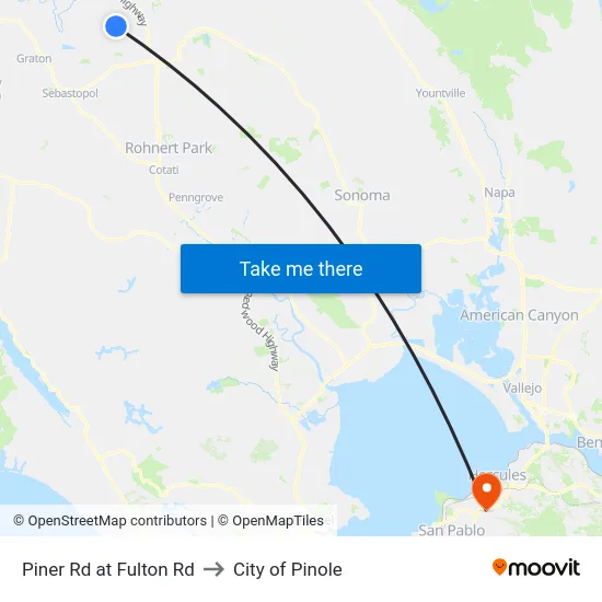 Piner Rd at Fulton Rd to City of Pinole map