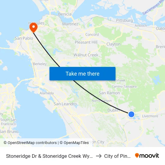 Stoneridge Dr & Stoneridge Creek Wy WB to City of Pinole map